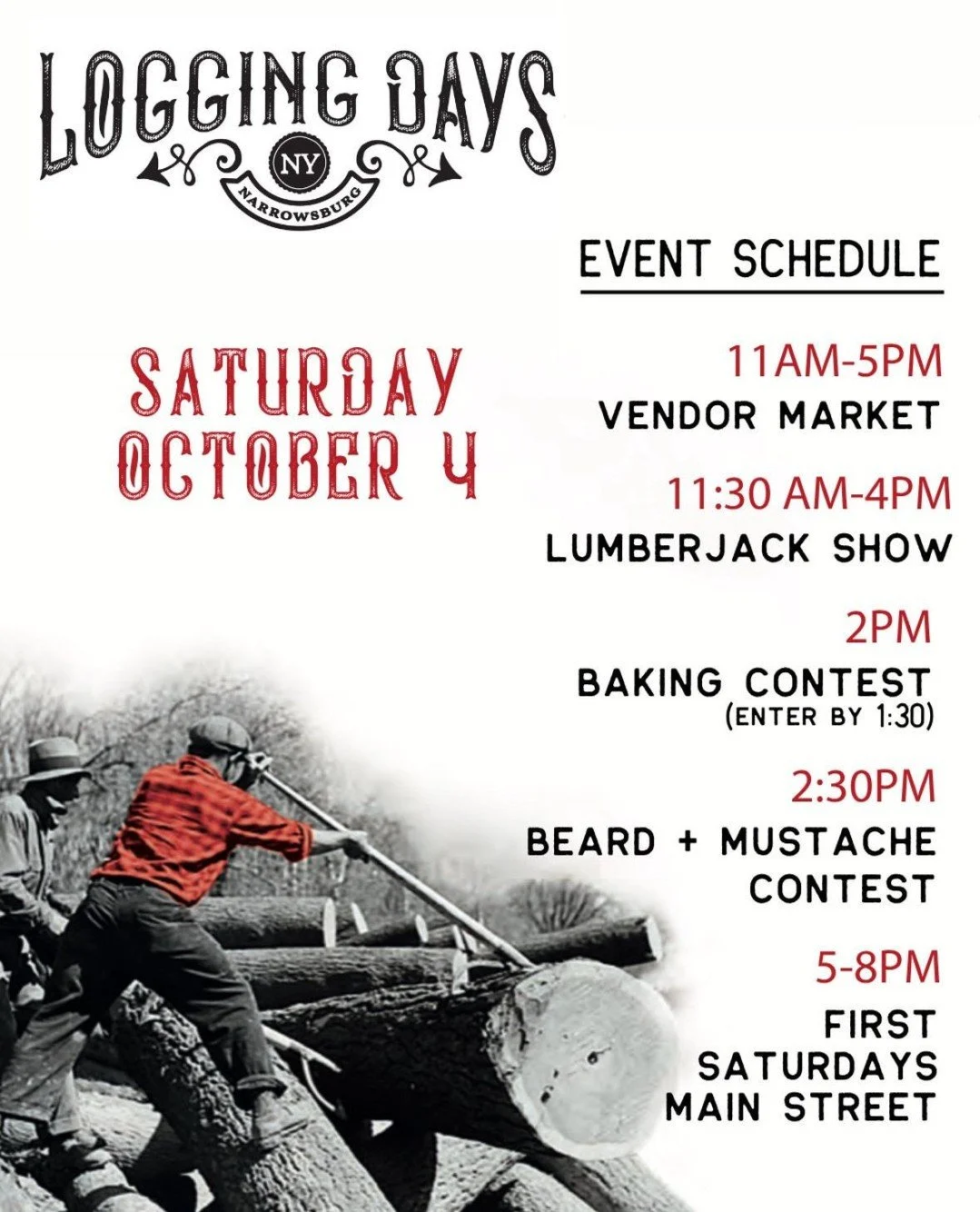 📣 We're closing a little early today at 1pm so we can go visit Firemen's Field in Narrowsburg for Logging Days! 🪓⁠
⁠
Come on down and visit!!⁠
⁠
📸 @narrowsburgny