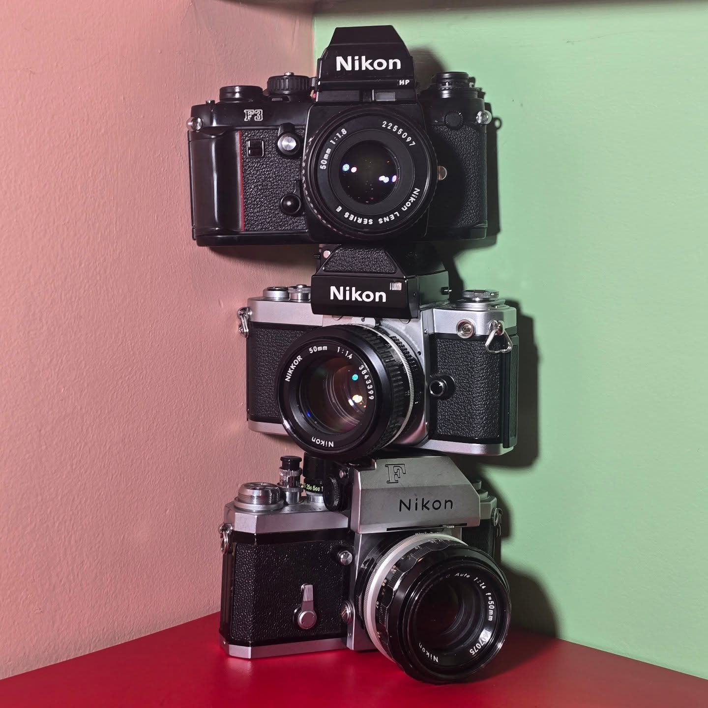One of the greatest pro lines of cameras is undoubtedly the Nikon F. We are thrilled to have in all three of these beauties at the same time! Each one is more solidly built than the last and take Nikons legendary F mount lenses. Come check them out i