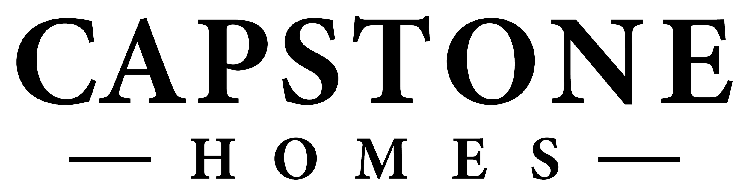 Outline graphic of the words "Capstone Homes" in large, stylized letters with "Homes" centered below "Capstone."