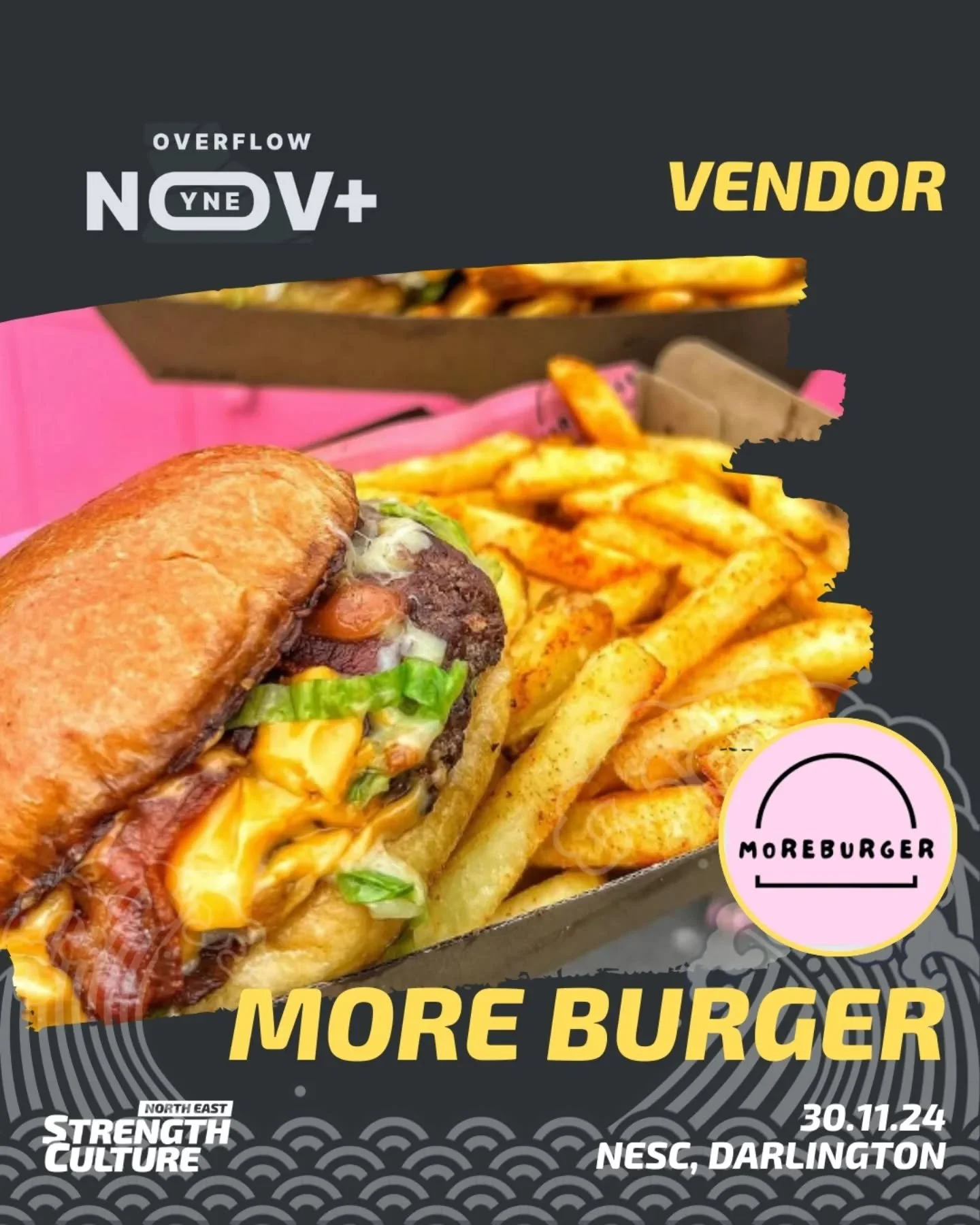 Vendor #2 for the YNE Overflow Comp this Saturday is...
@moreburgeruk - sumptuous smashed burgers and fries on the side... Oh yus please 🍔.
#burgervan #supportlocal #powerlifting