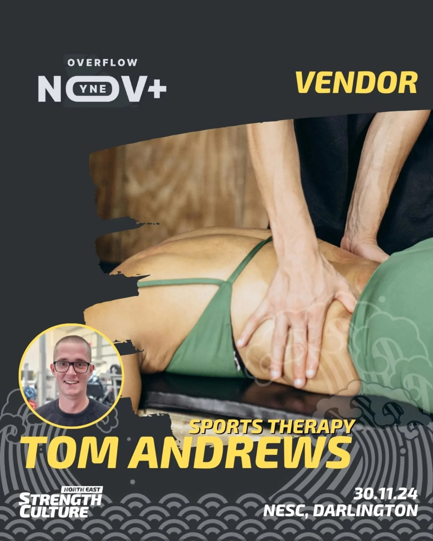 Vendor #3 for the YNE Overflow Comp this Saturday is...
@toms_pt_sport_therapy - Tom (also one of our coaches) will be available all day for some much needed sports massage therapy in our dedicated therapy room. Available to lifters post comp, or vi