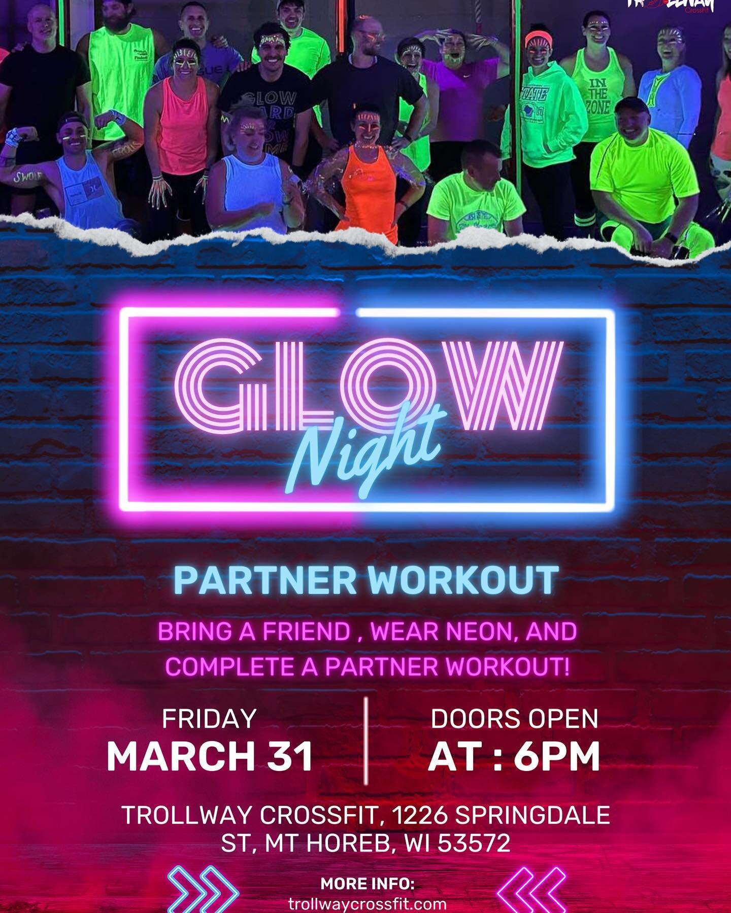 Looking for something fun to do with some cool people on a Friday night? Come check us out on March 31st for some sweat, fun, and NEON. 

Not a member? No worries! Shoot us a message or email us and we&rsquo;ll get you all the info you need.