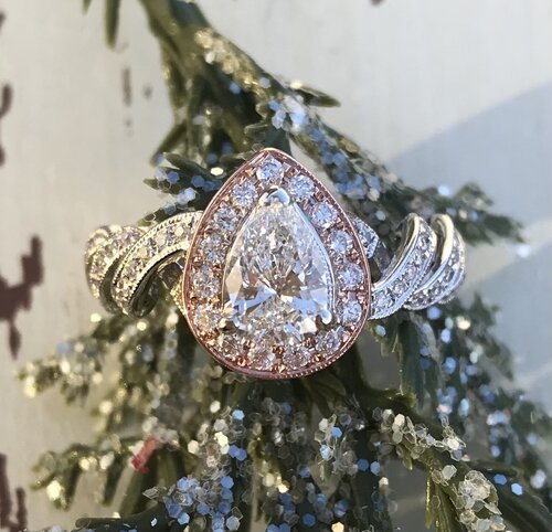 Cherie's+Custom+14k+White+&+Rose+Gold+Spiral+Halo+Diamond+Engagement+Ring.jpg