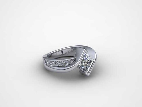 Cusotm+14k+White+Gold+Princess+Cut+Half+Bezel+Engagement+Ring.jpg