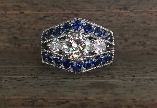 Custom+14k+White+Gold+Vintage+Style+Split+Shank+Diamond+&+Sapphire+Engagement+Ring.jpg