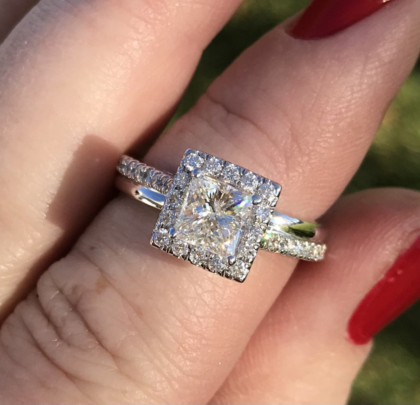 14k White Gold Custom Princess Cut Diamond And Pave Engagement Ring #102276  - Seattle Bellevue | Joseph Jewelry
