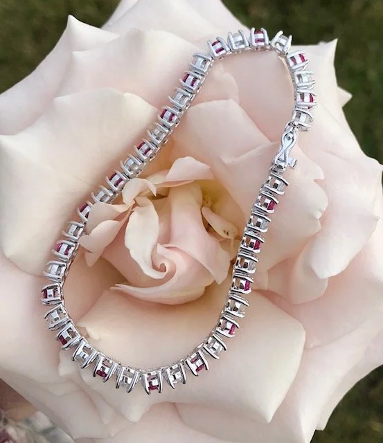 White Topaz & Lab Ruby Tennis Bracelet.jpg
