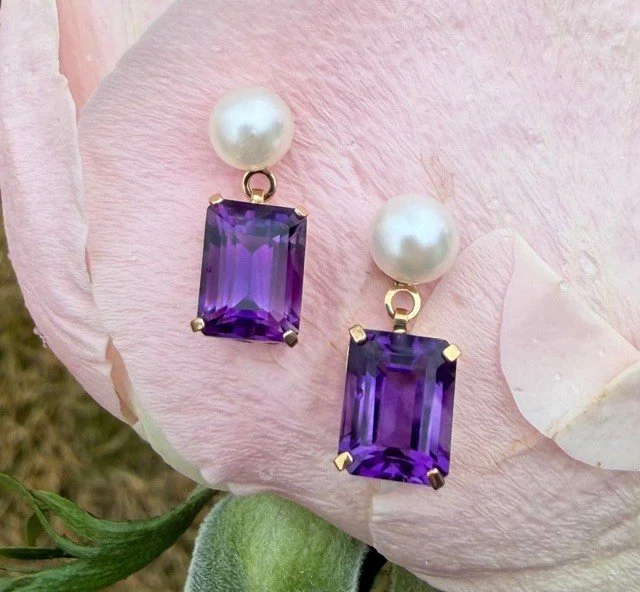 Custom Amethyst & Freshwater Pearl Earrings