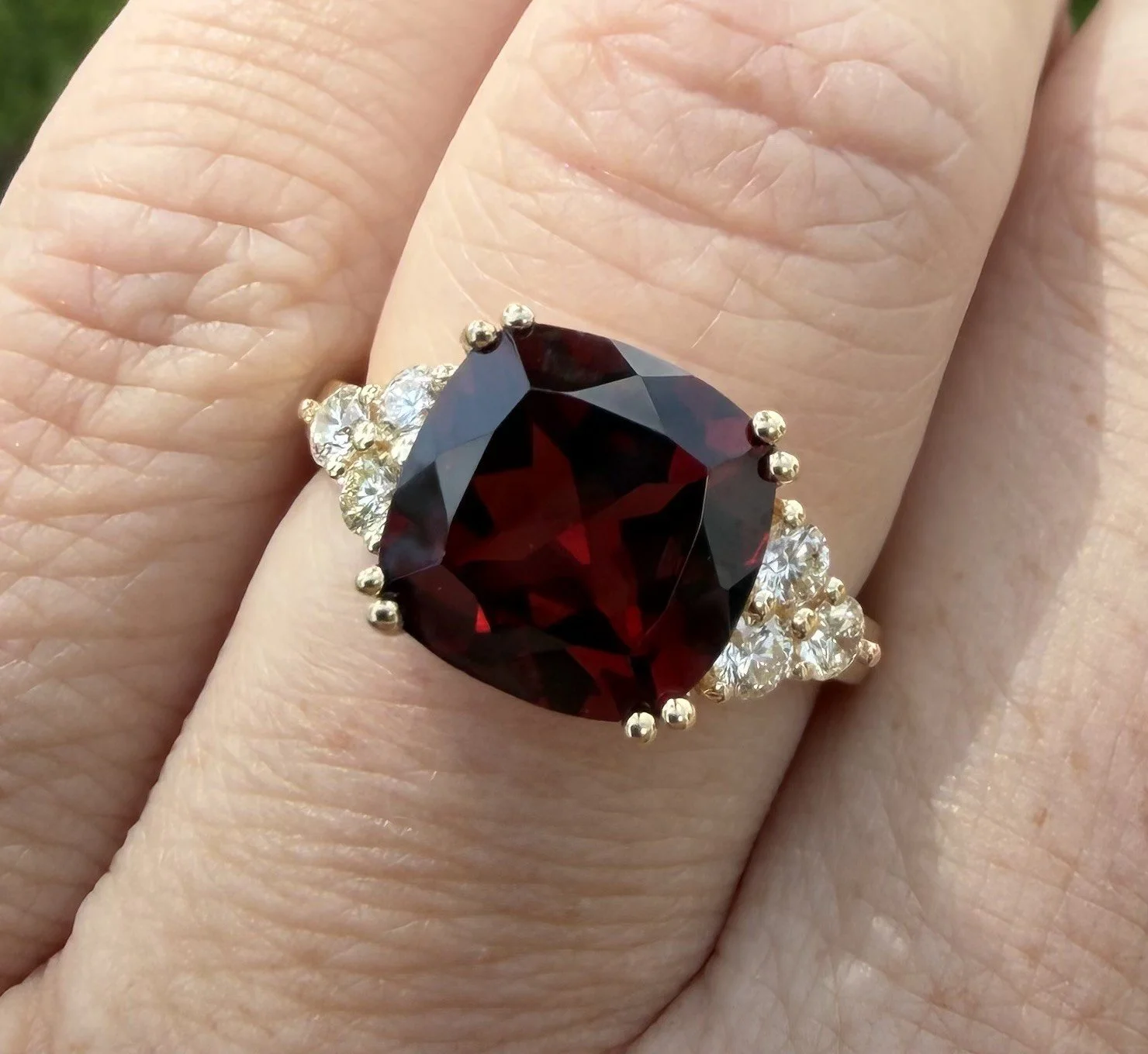 Big Garnet & Diamond Fashion Ring