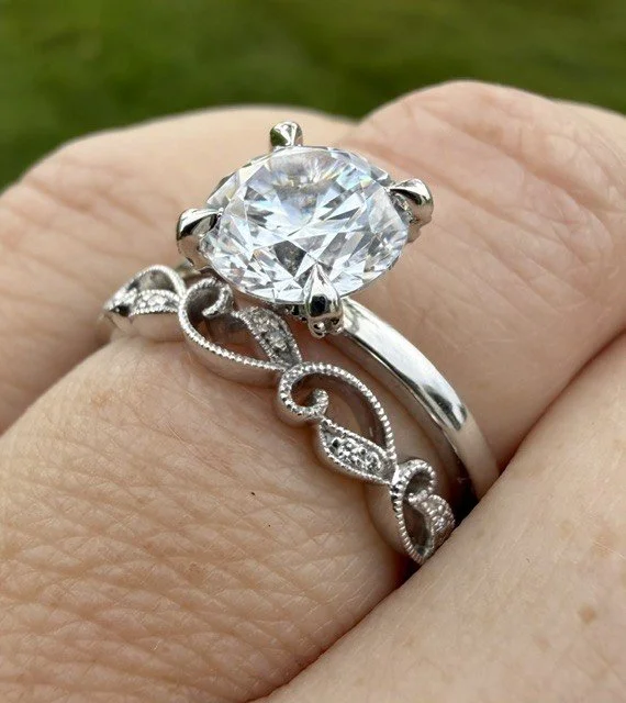 Dainty Organic Diamond Wedding Band