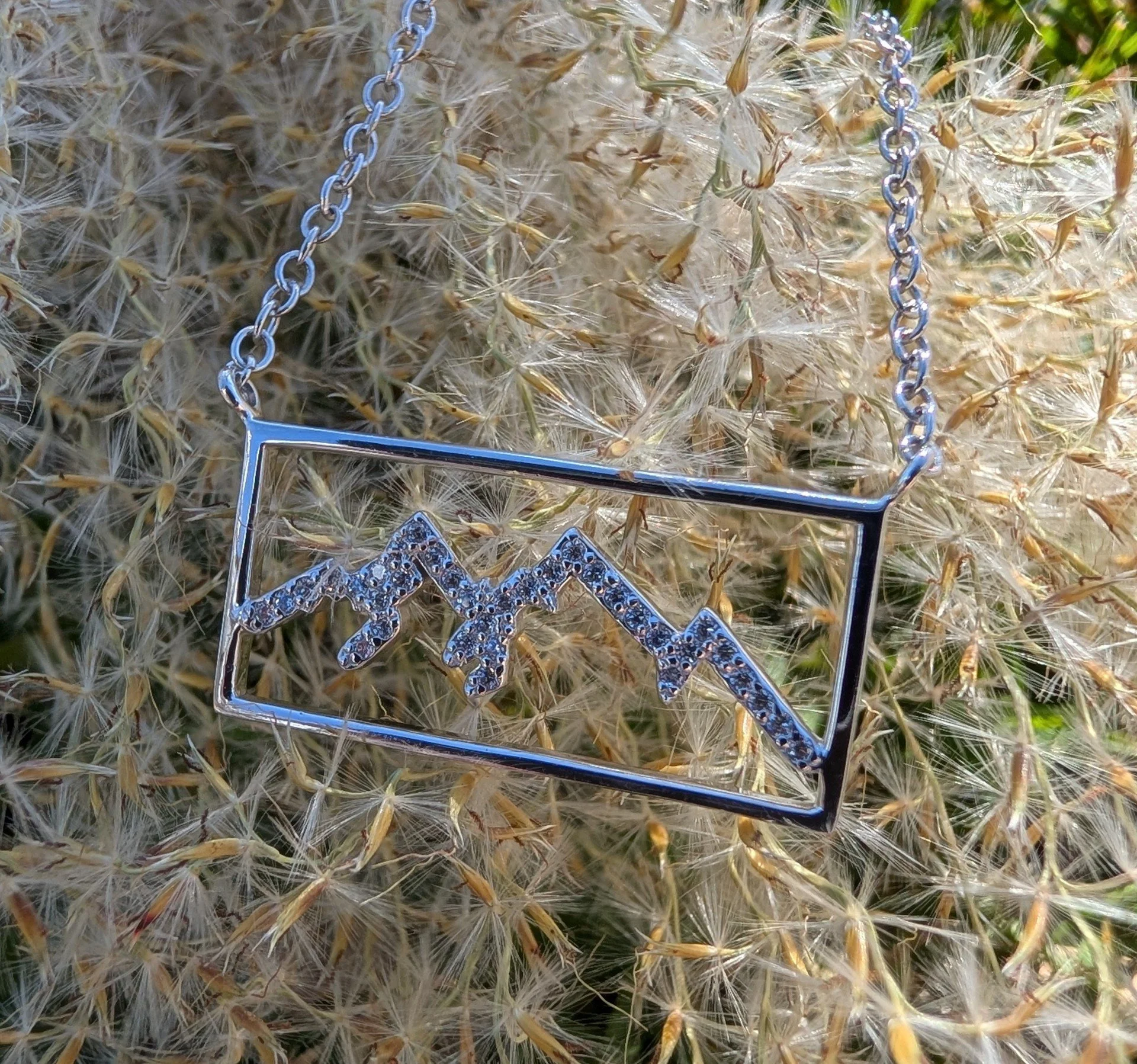 Framed Sparkly Mountain Scene Necklace.jpg