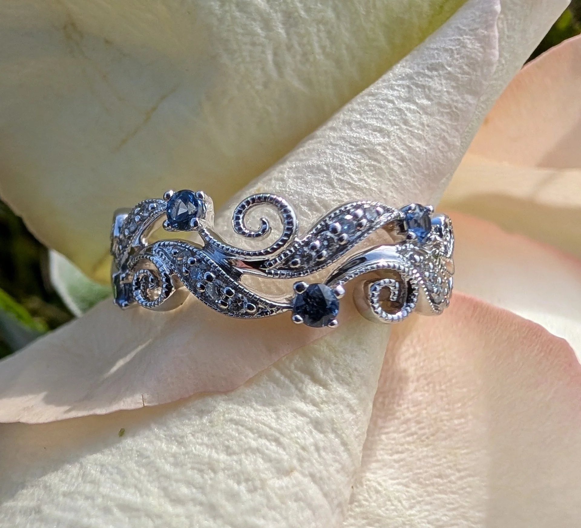 Vintage Inspired Yogo Sapphire & Diamond Ring 2.jpg