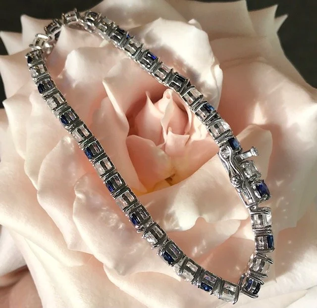 White Topaz & Lab Sapphire Tennis Bracelet.jpg