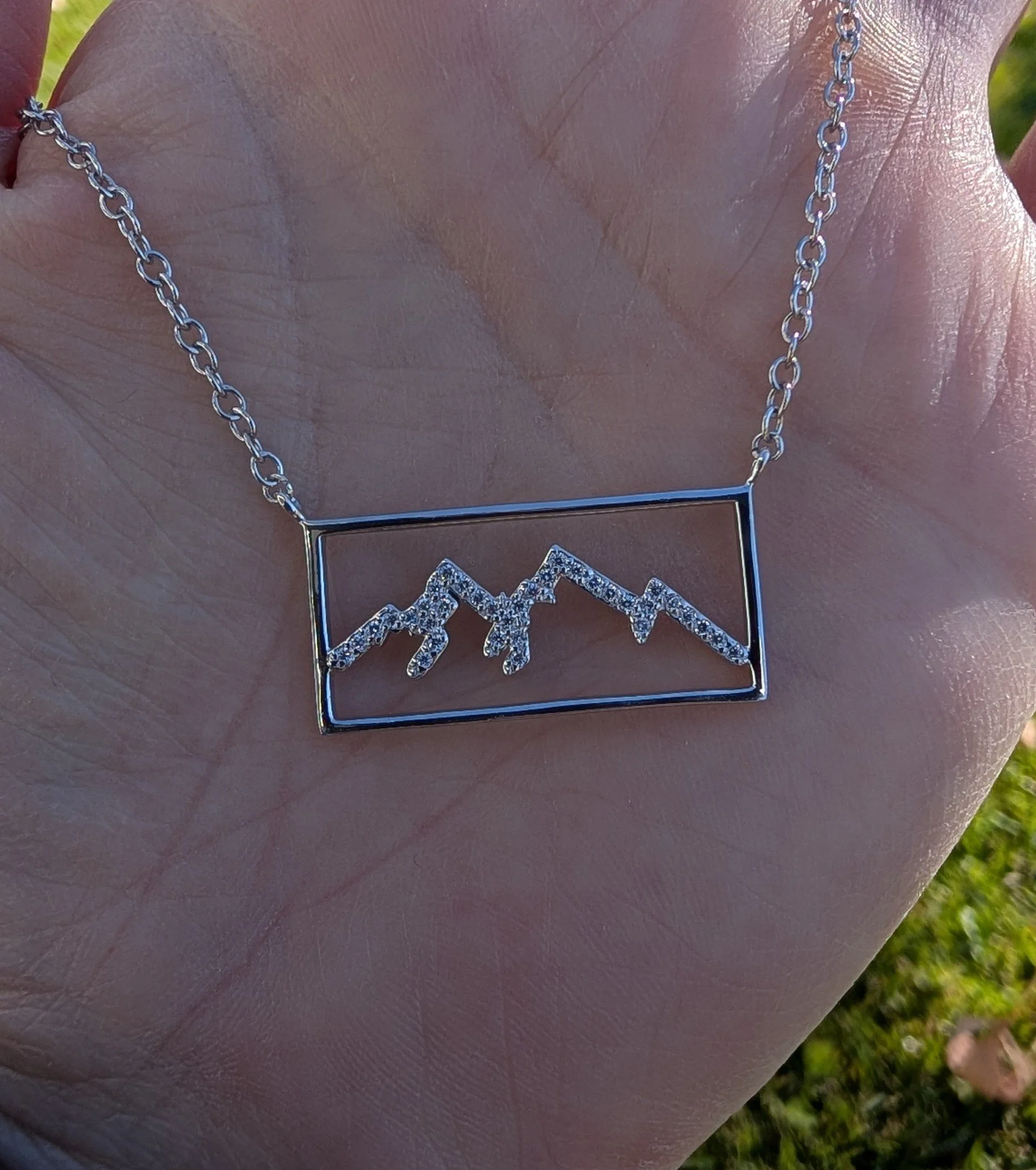Sparkly Framed Mountain Scene Necklace 2.jpg