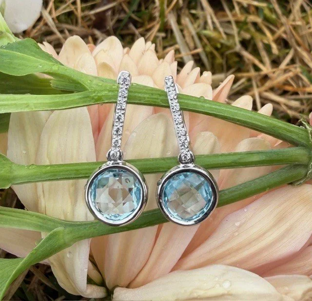 Checkerboard Cut Sky Blue Topaz Dangle Earrings3.jpg
