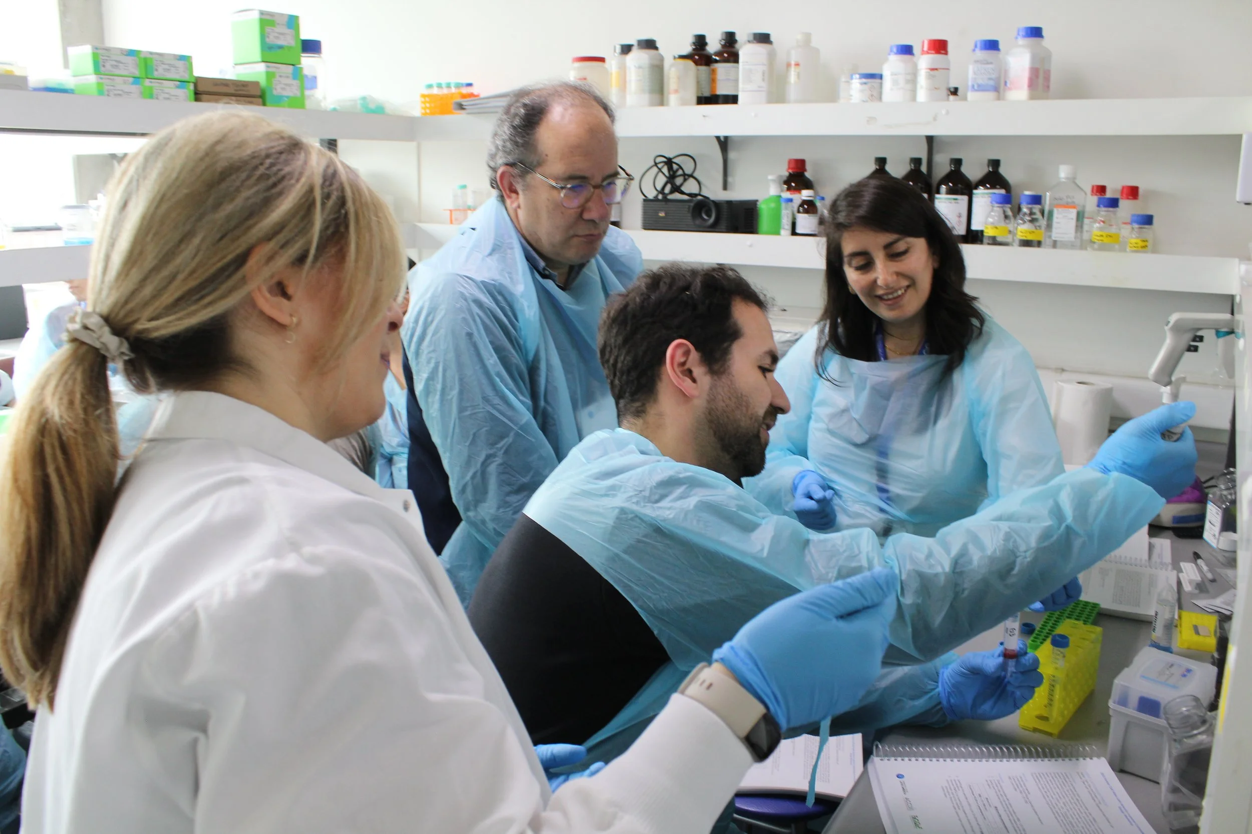 Wet lab training  HCA Latin America Computational and Experimental Design Workshop 2023-10 Santiago Chile_Credit Advanced Centre for Chronic Diseases Chile.JPG