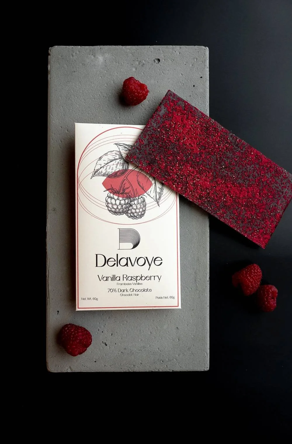 70%  DARK CHOCOLATE BAR | VANILLA RASPBERRY