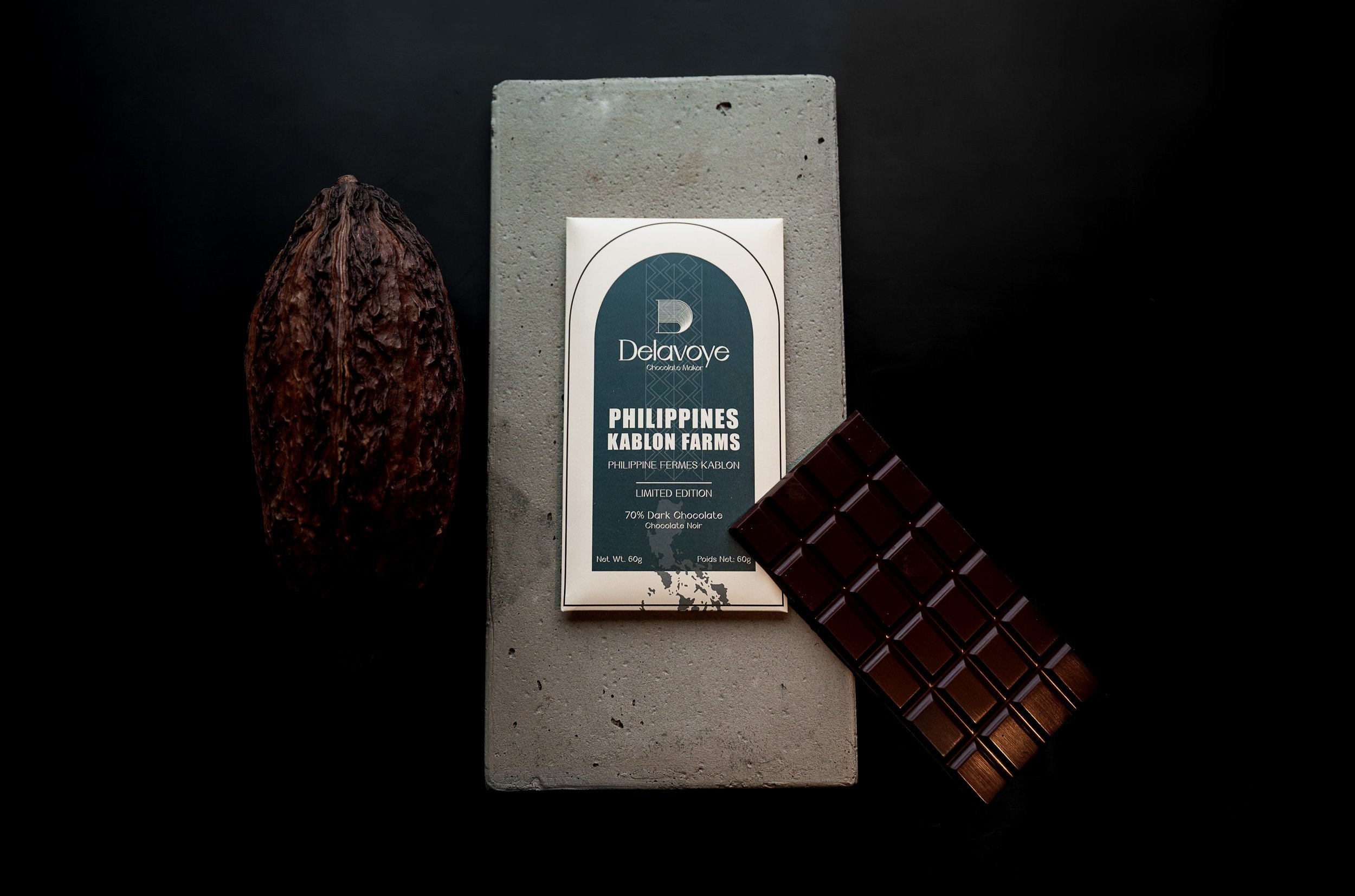 Limited Edition - 70% Philippines Dark Chocolate bar (60g) from Delavoye Chocolate Maker