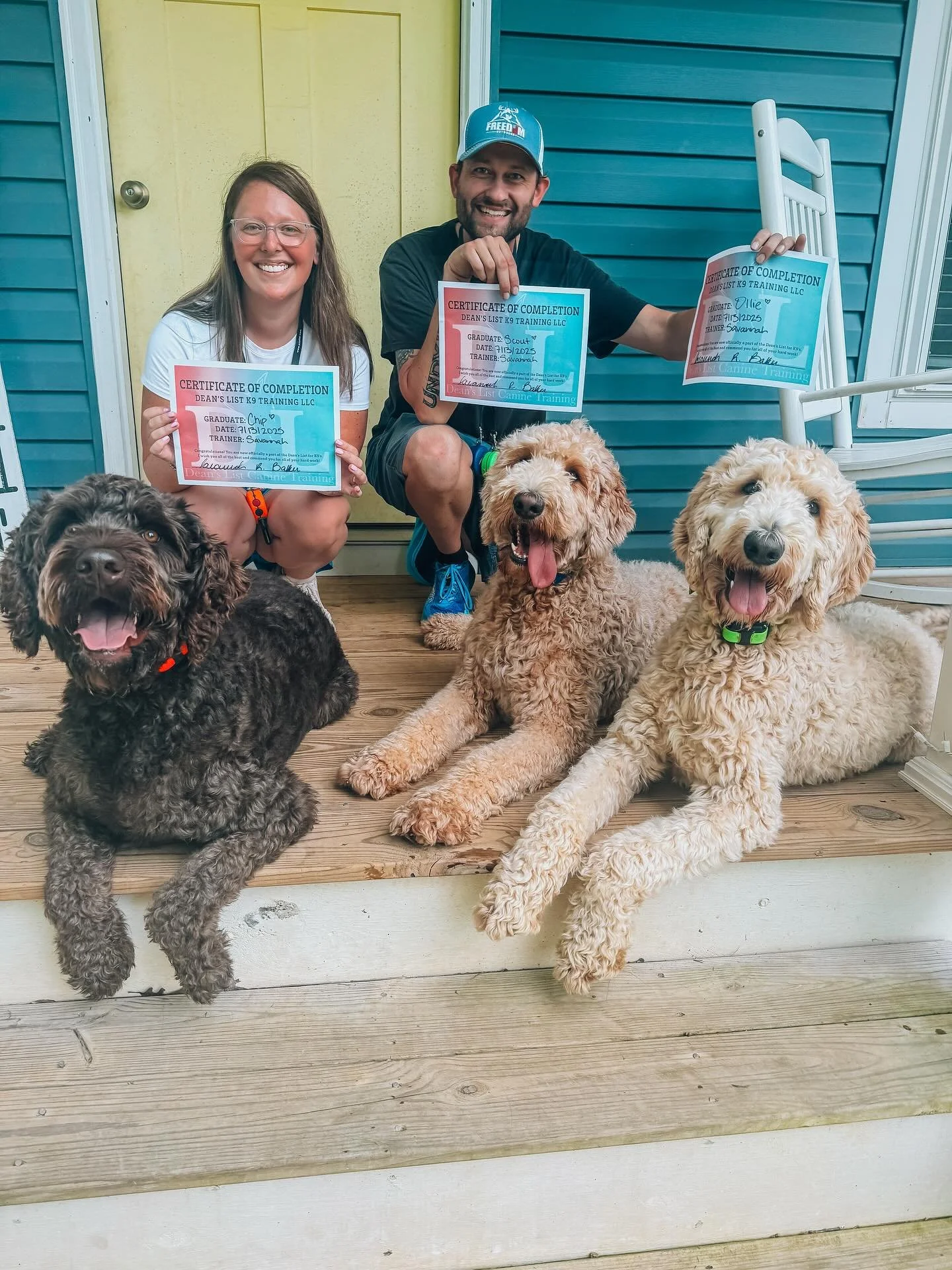 HUGE congratulations are in order for this family and these boys! 
Scout, Ollie, and Chip have graduated after months of hard work!! I am so beyond impressed with their effort and their parents consistency and willingness to see the process through!