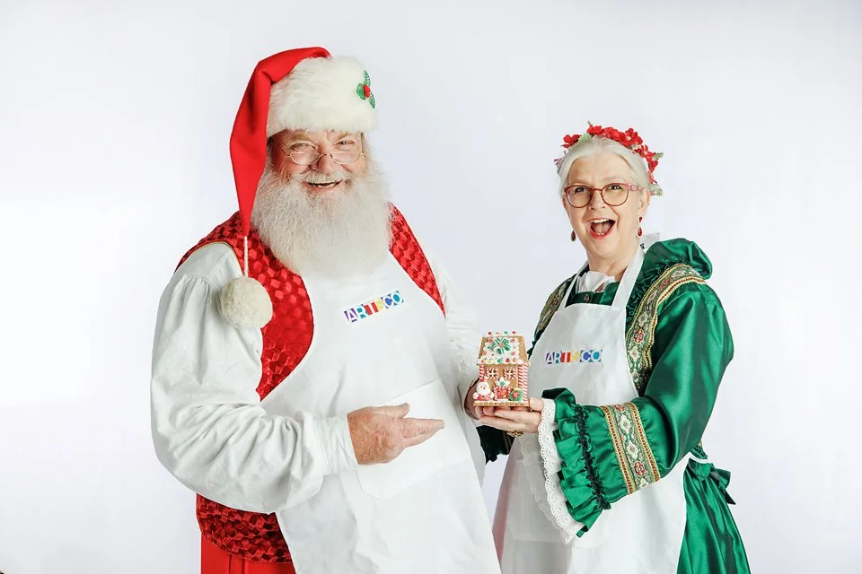 Gingerbread Houses with Santa