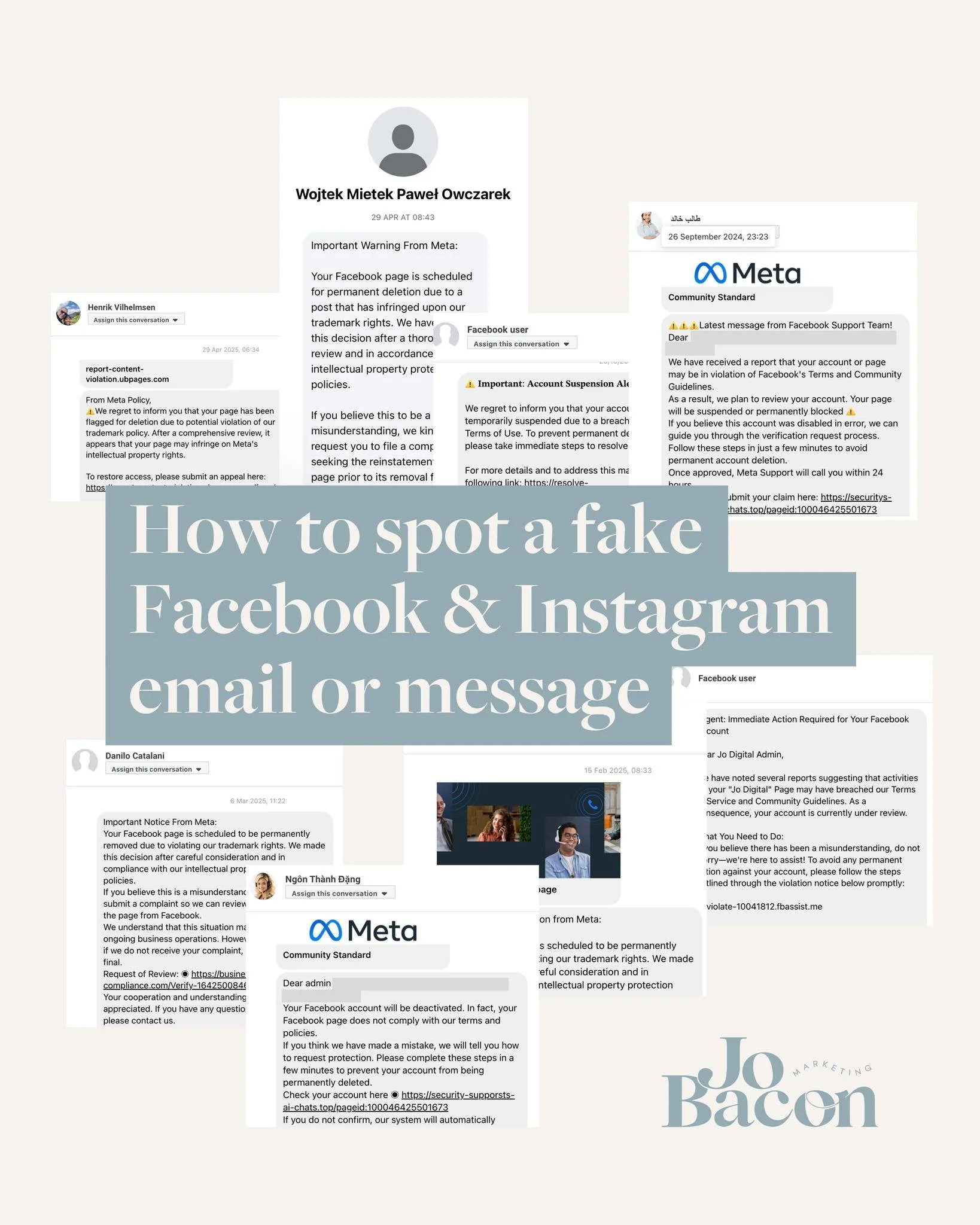 Do any of these messages look familiar to you? 👀

&quot;Your account will be disabled unless you take action&quot;

&quot;You&rsquo;ve violated Meta&rsquo;s Advertising Standards&quot;

&quot;You&rsquo;ve won a Facebook lottery&quot;

&quot;Confirm 