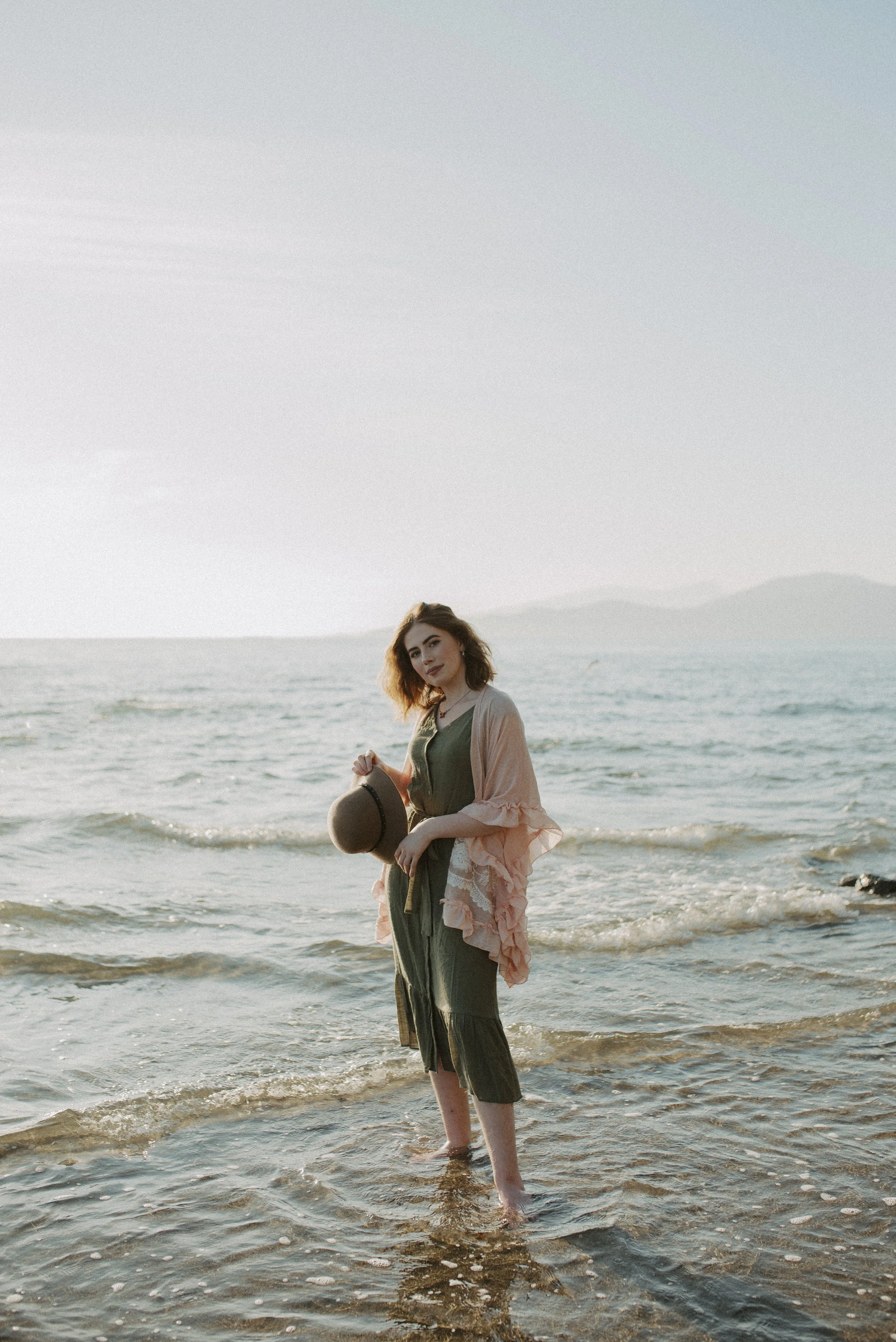 Portrait of a beautiful woman in the ocean in Vancouver, BC