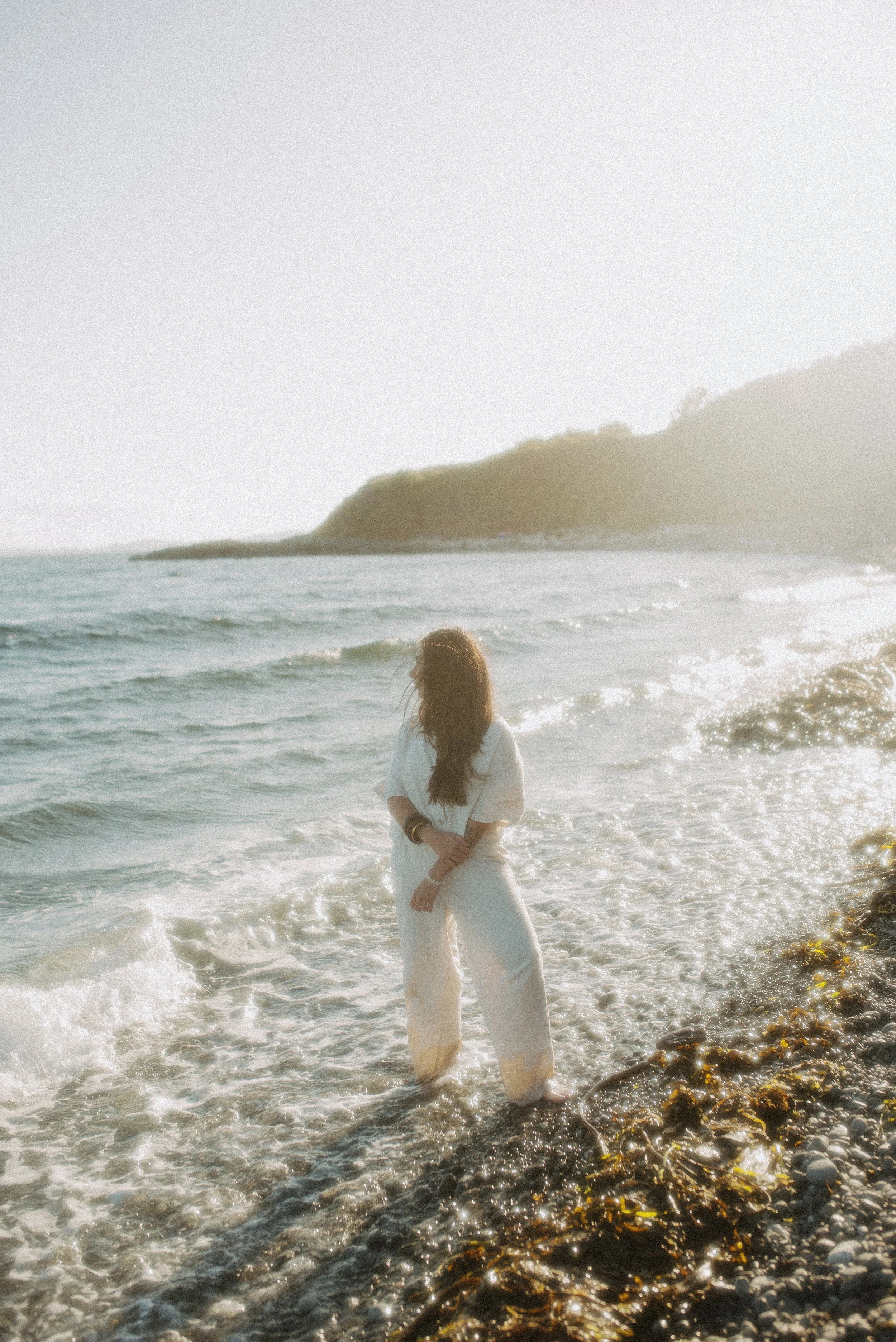 Beautiful woman at the ocean in Victoria, BC