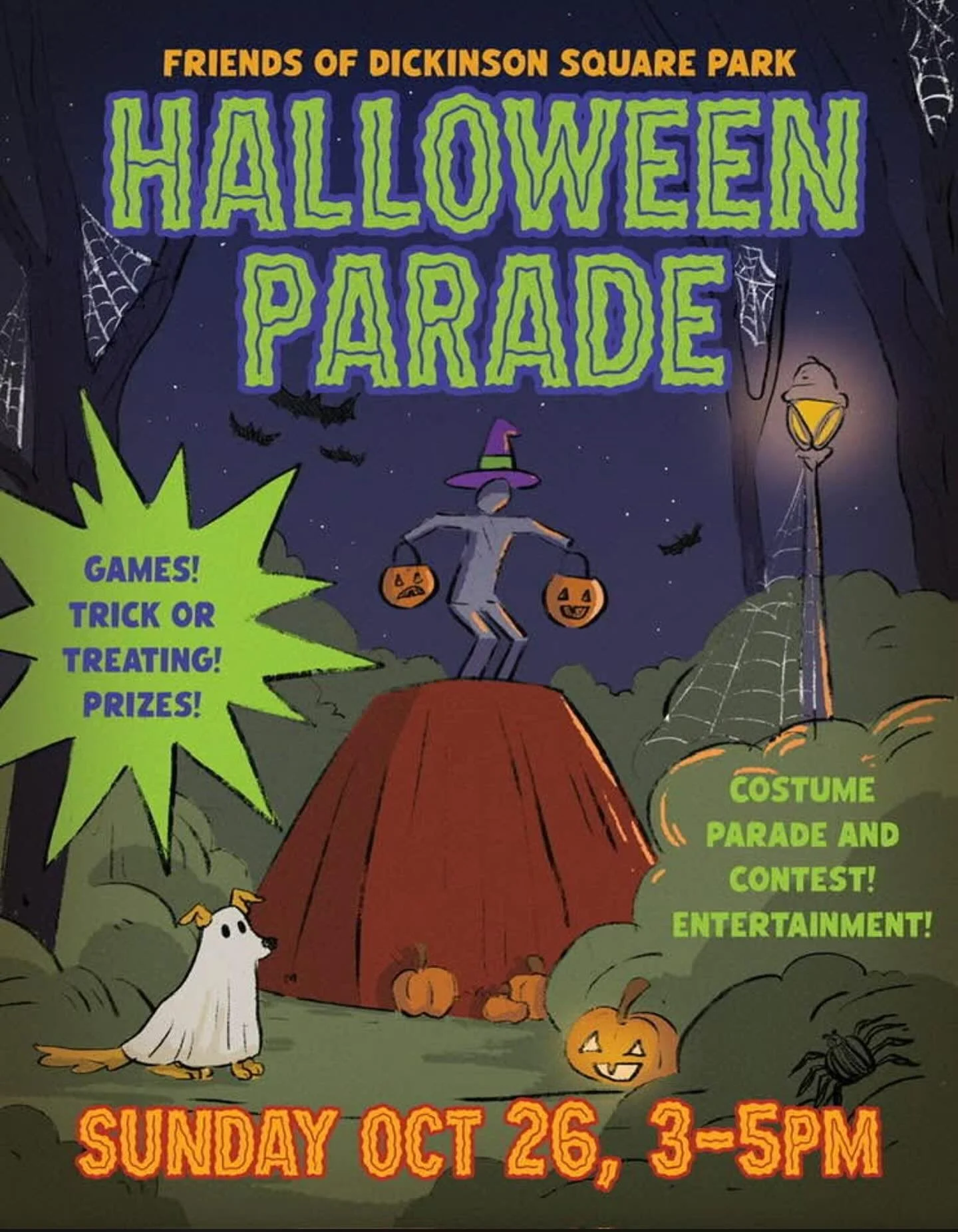 Volunteers needed!! We will be leading the Halloween Parade at Dickinson Square Park this Sunday!! Let us know if you would like to suit up! We’ve got some spooktacular suits to send out (including some backpieces!!) Contact Caleb, Cheyenne or