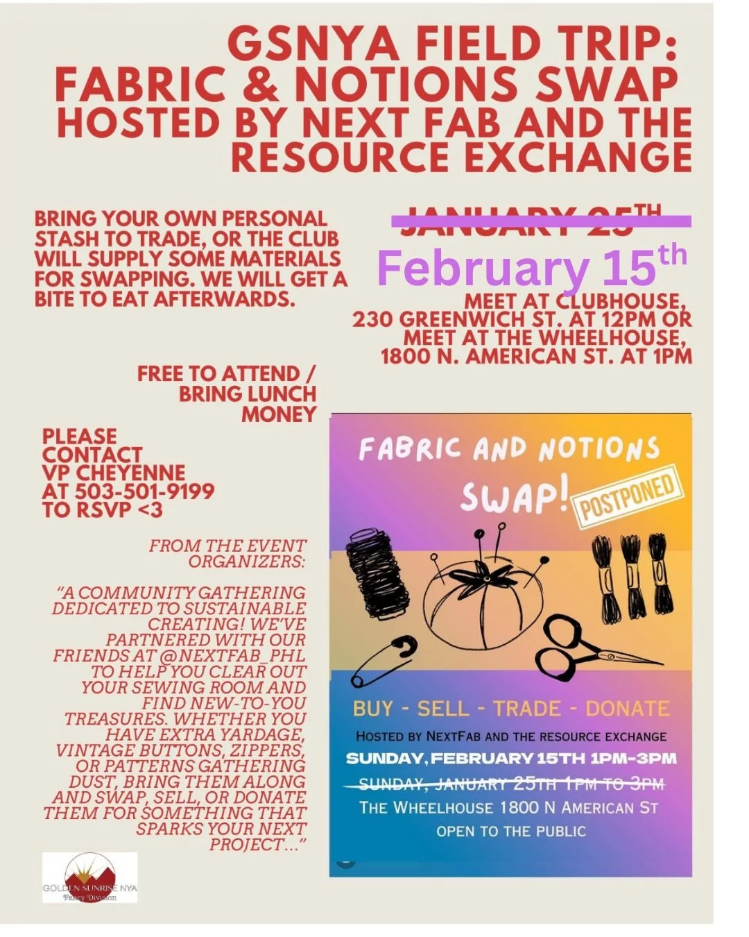 Postponed! Join us February 15th!!