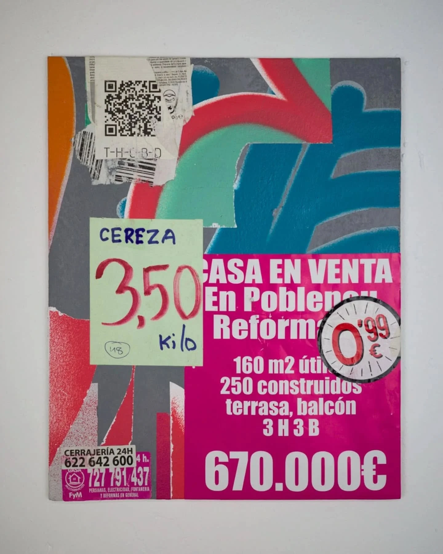 #178 #painting #ivngzmn

La serie FORUM resalta la capacidad gr&aacute;fica y material que presentan los papeles, avisos, stickers entre otros objetos que he recopilado en las calles de Barcelona.
_____

FORUM #014
Pintura en spray, acr&iacute;lico, 