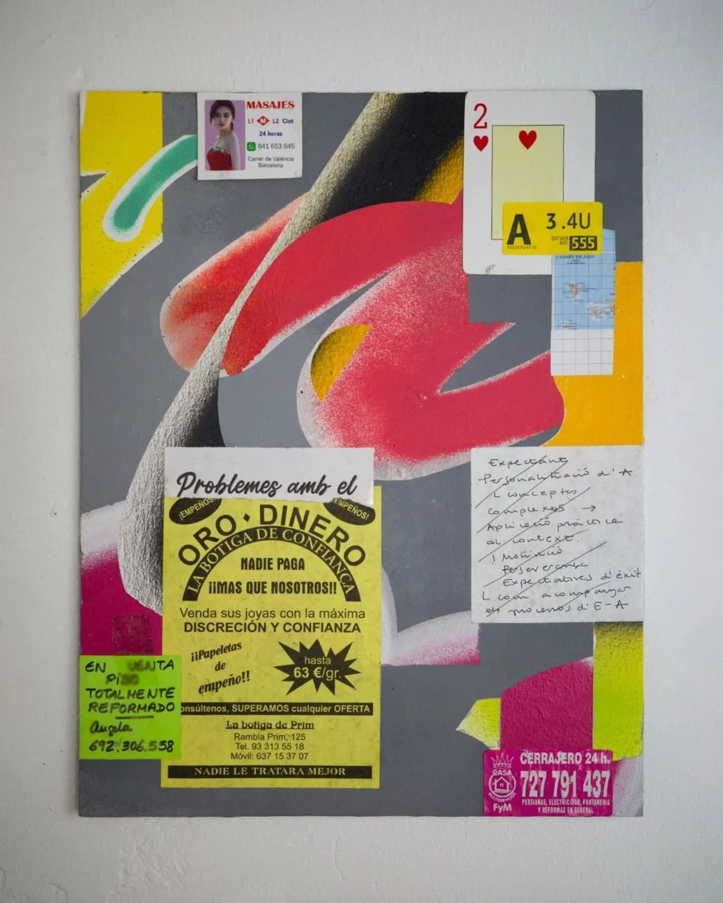 #181 #painting #ivngzmn

La serie FORUM resalta la capacidad gr&aacute;fica y material que presentan los papeles, avisos, stickers entre otros objetos que he recopilado en las calles de Barcelona.
_____

FORUM #017
Pintura en spray, acr&iacute;lico, 