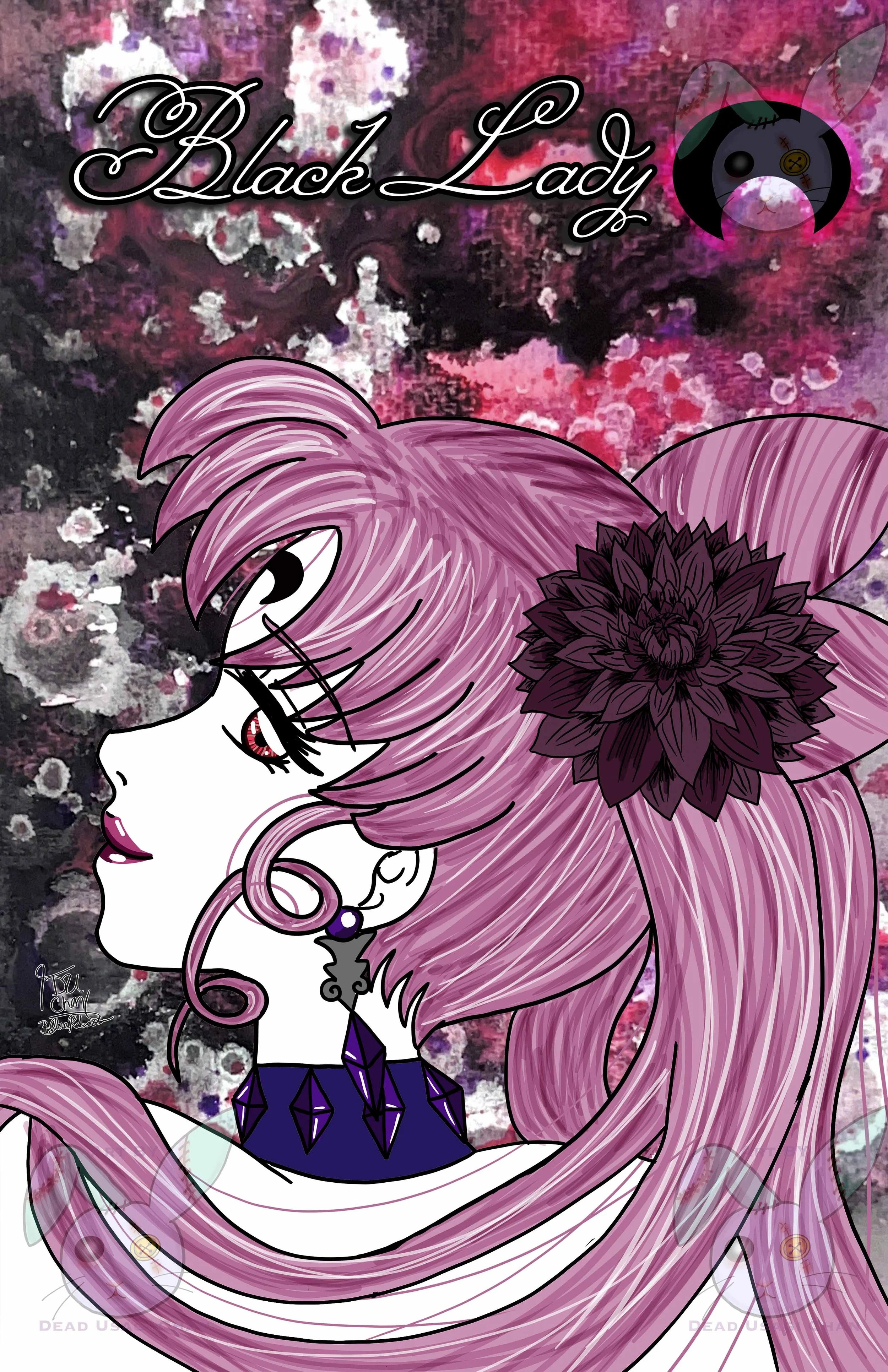 Black Lady with a custom watercolor background