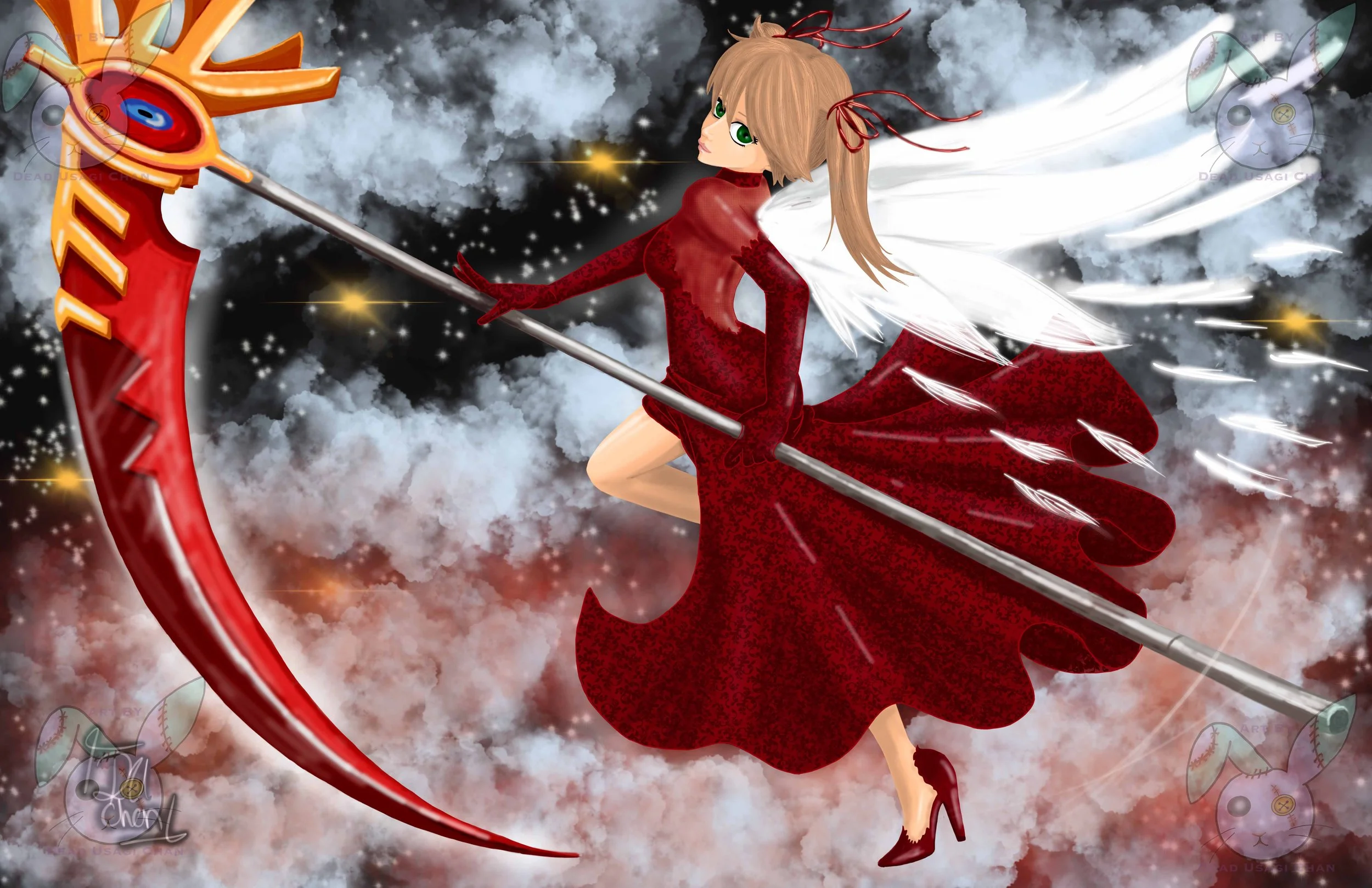 Scythe Meister Maka and her Partner Soul in his Death Scythe Form.