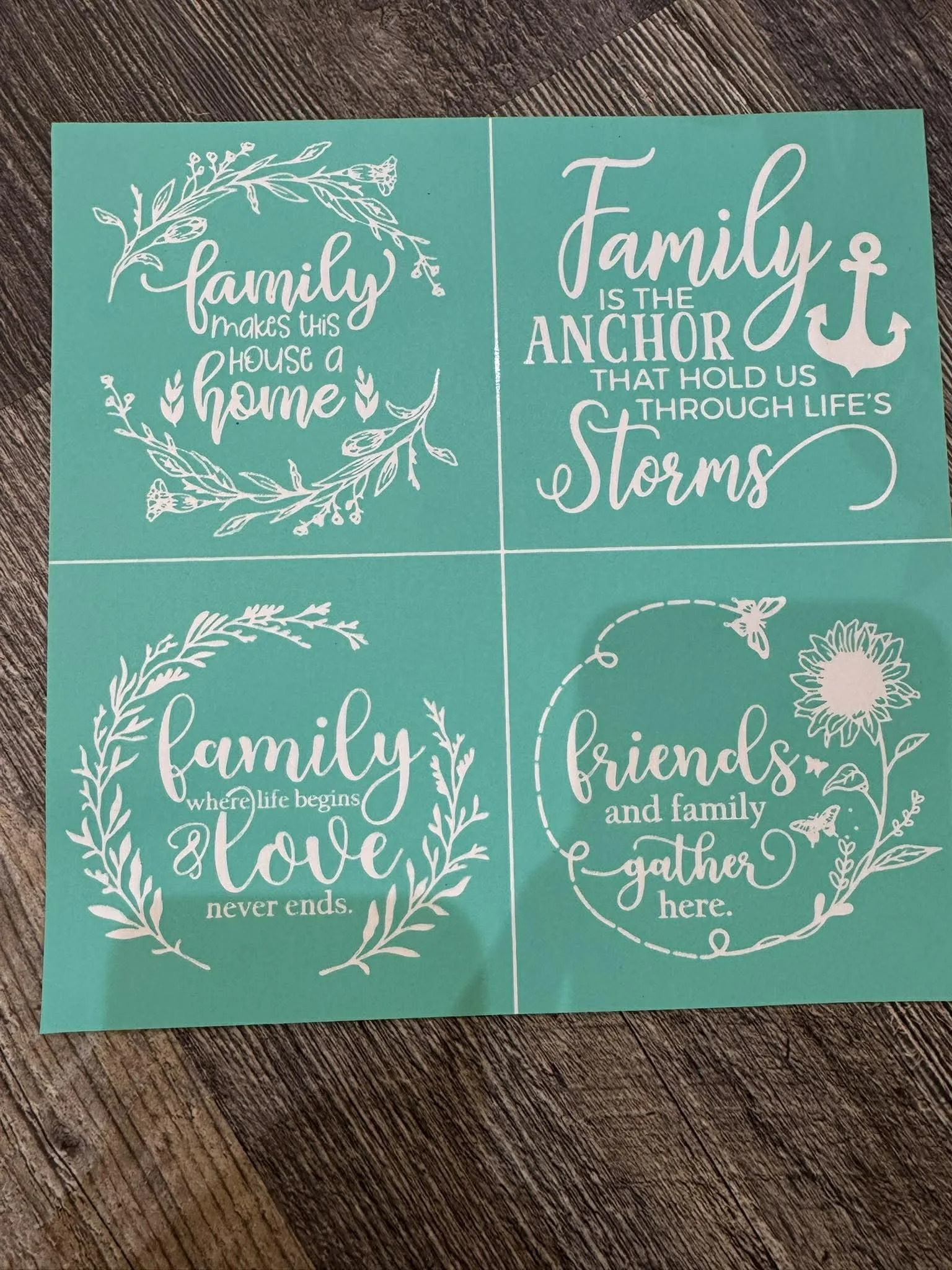 family mini stencils 3x3's