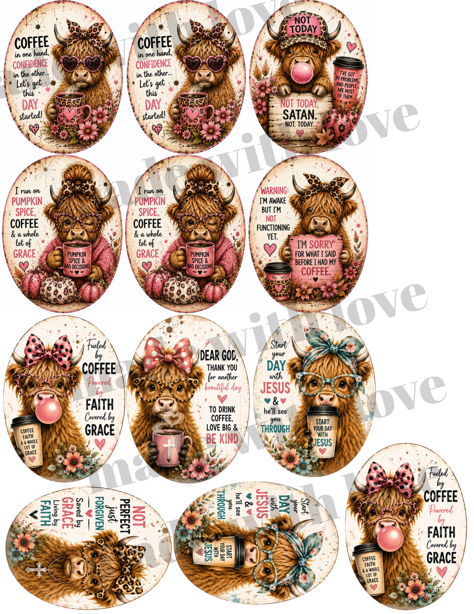Oval cow prints DOWNLOAD only