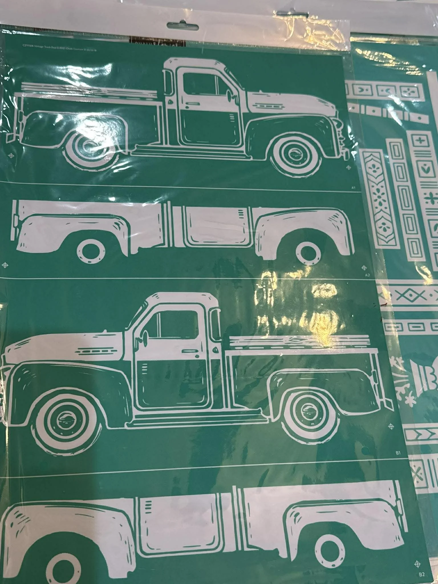 Truck stencil goes with wood trucks