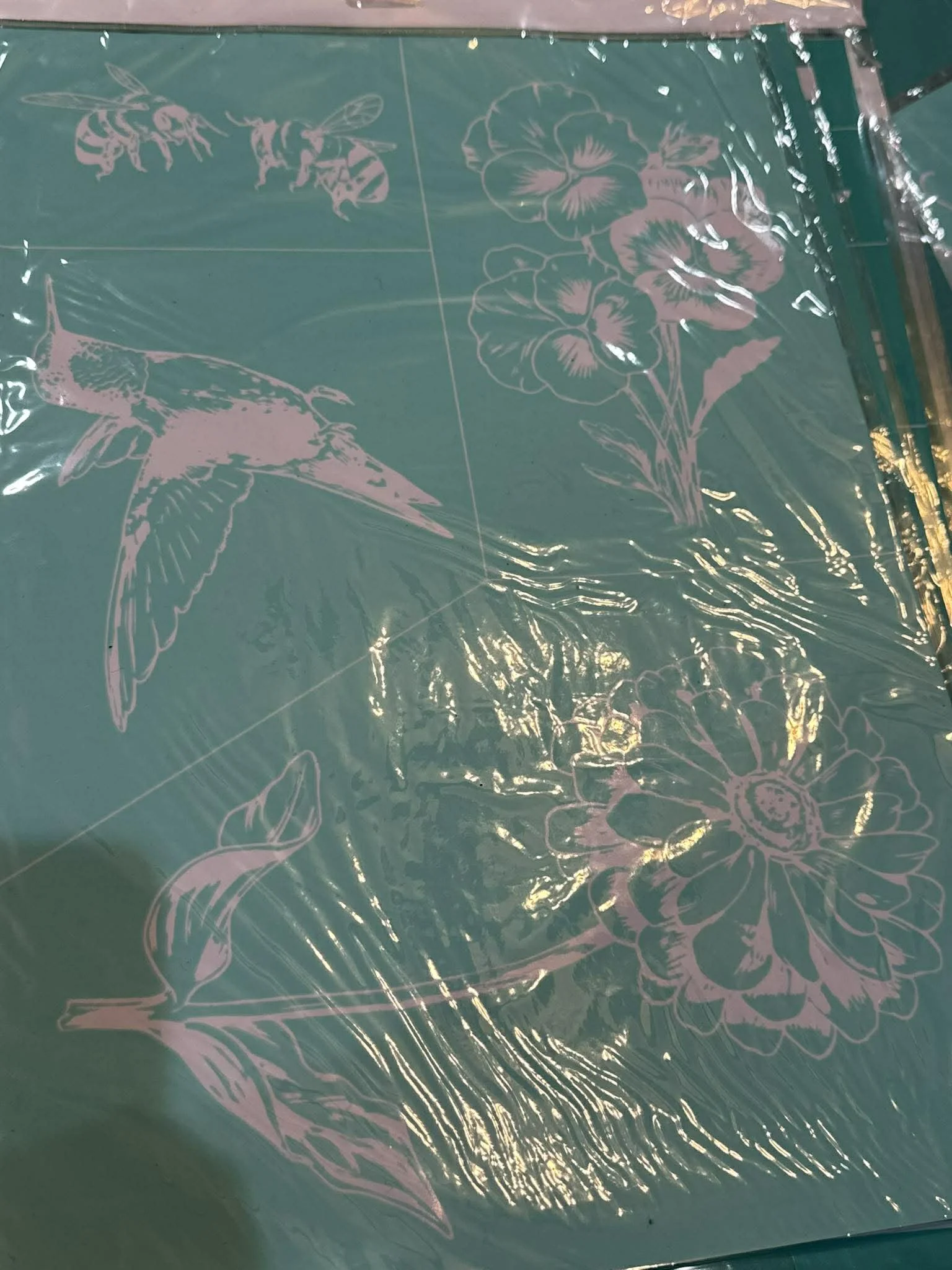 birds bees flower stencil 18x12