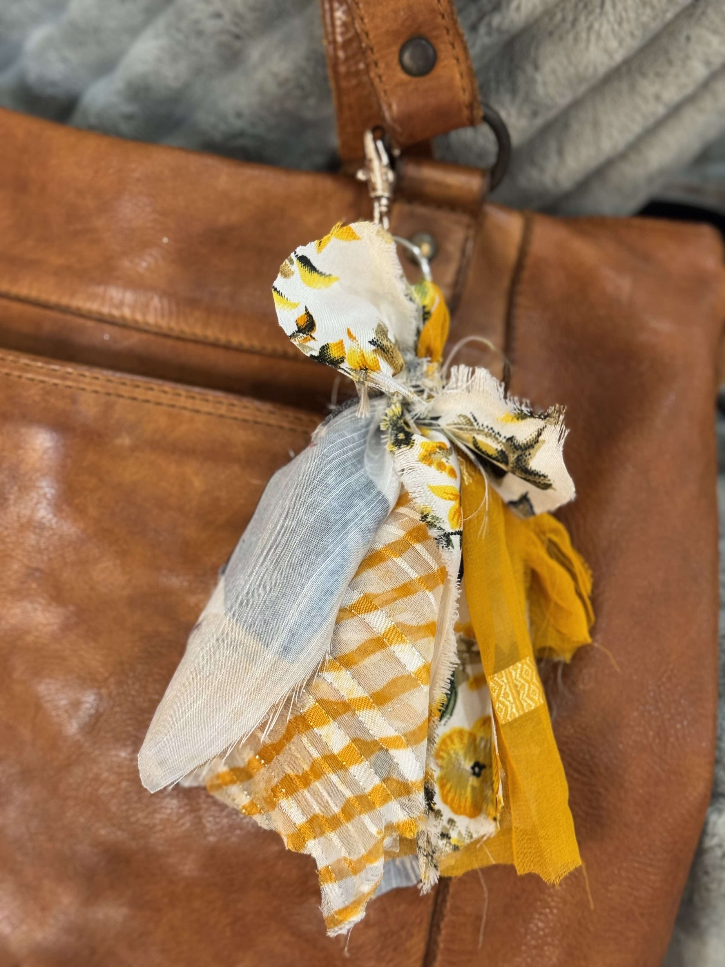 Fabric clip on Key chain/ purse tassel