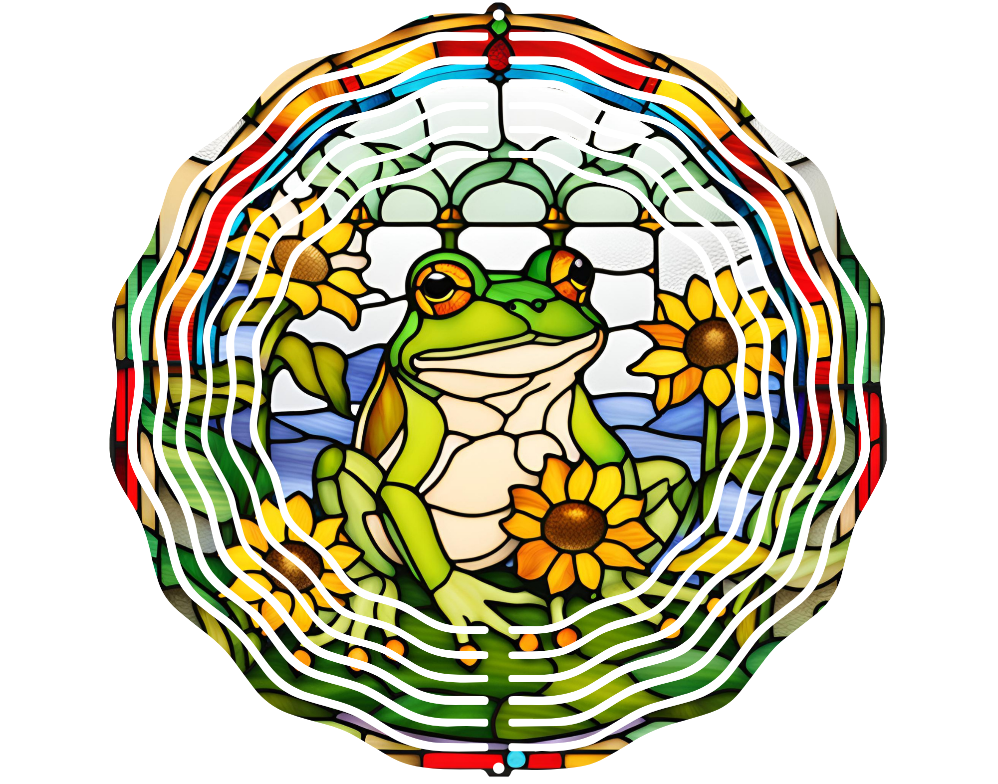 Frog Sunflower Wind Spinner 10 inch