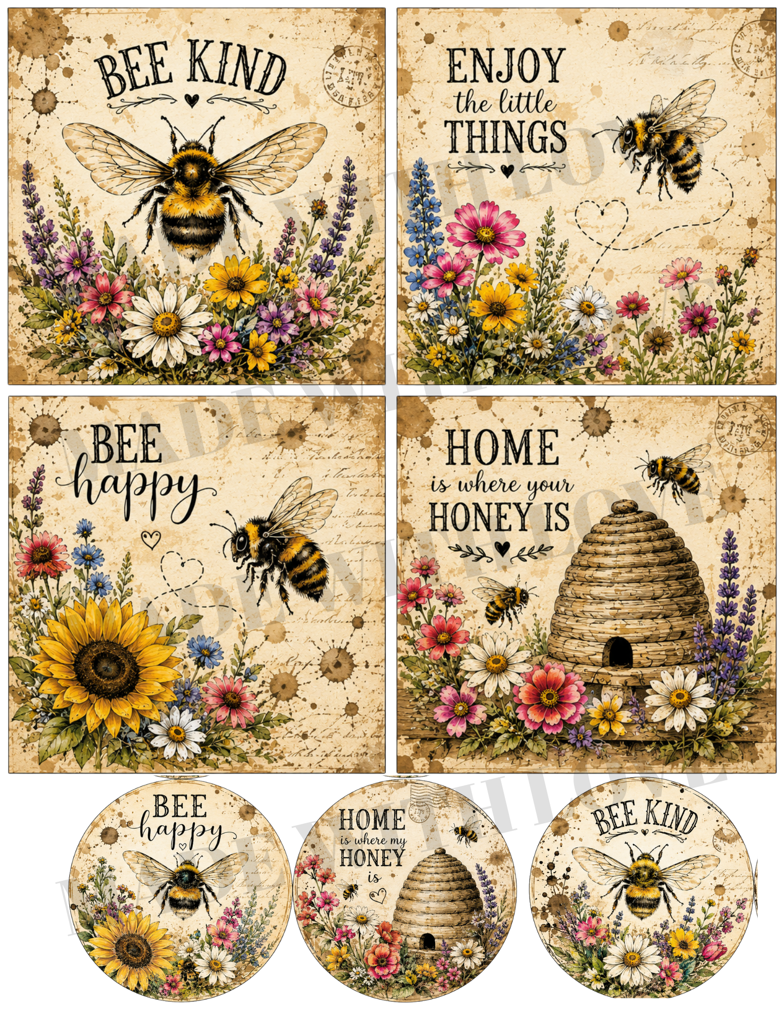 PRINT at HOME bee printable sheet DOWMLOAD ONLY