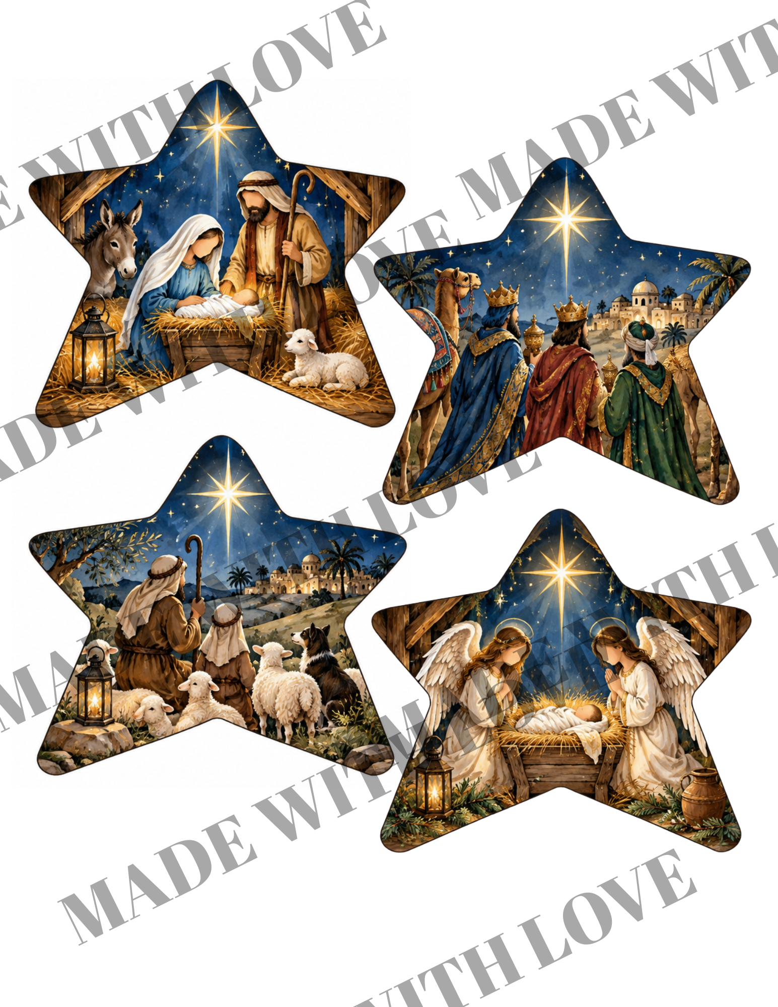 Star Nativity print DOWNLOAD ONLY wood ornament in shop