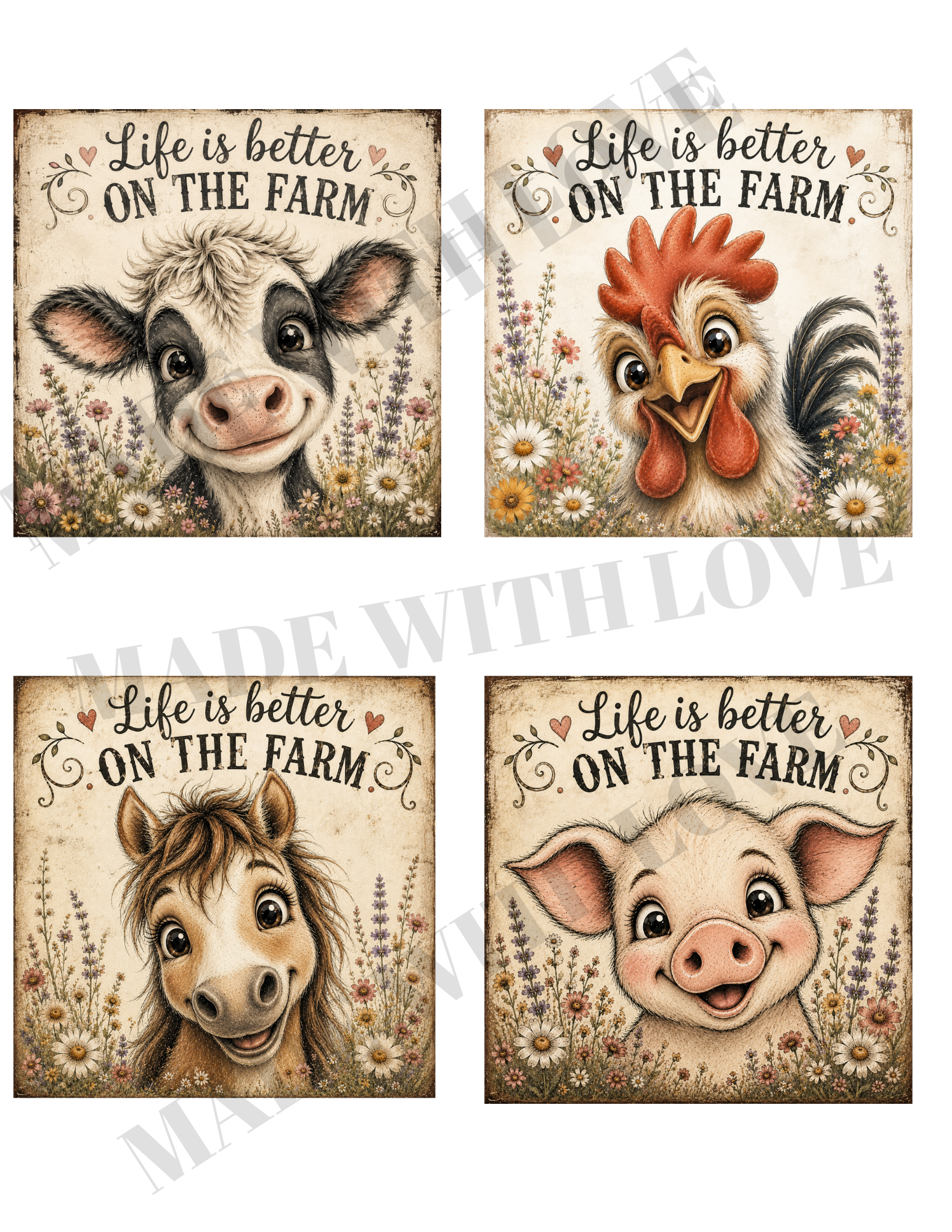 One sheet farm printables I mail to you