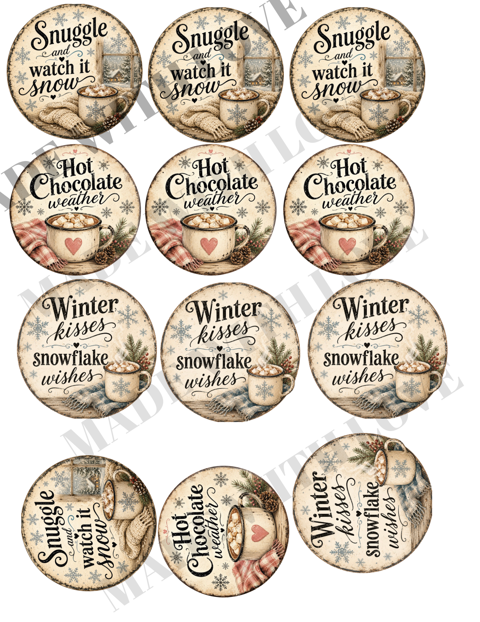 YOU PRINT at home 12 mini cocoa sheet of prints 2.2 inch