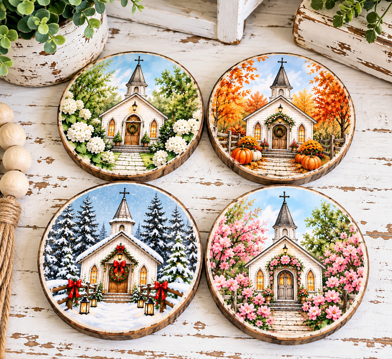 Rustic Seasonal Church Coaster Collection.png