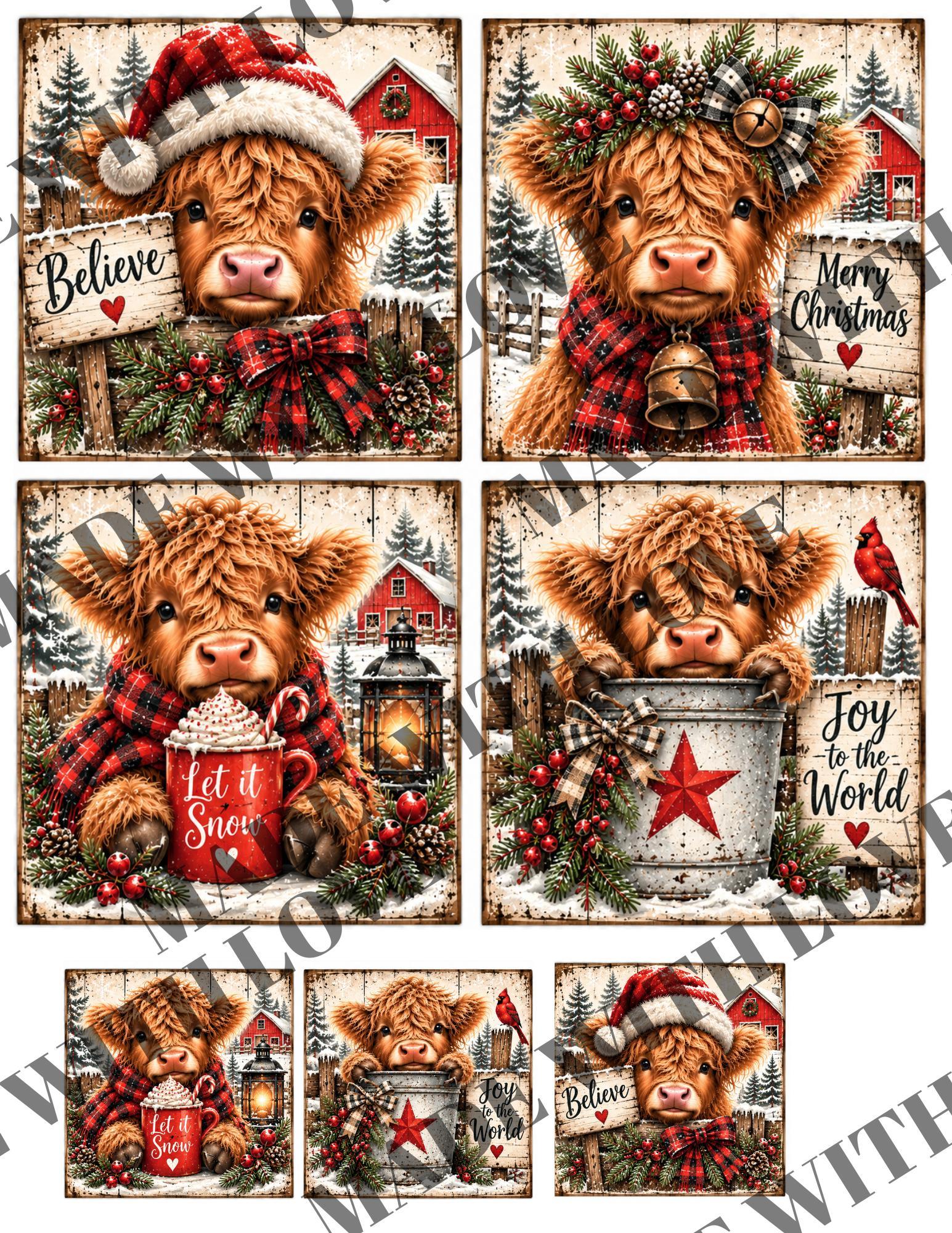 4x4 print cows set of 4 DOWNLOAD ONLY