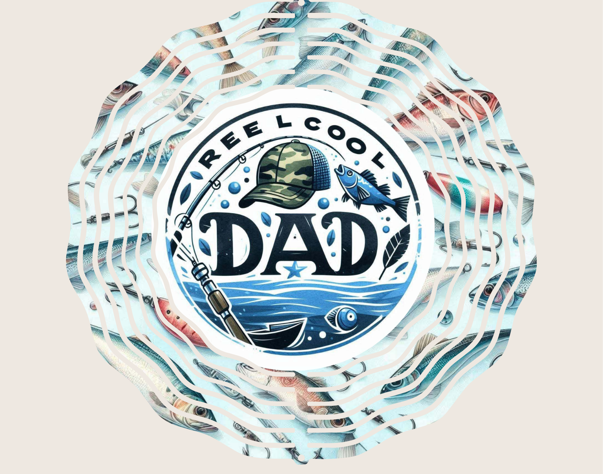 Dad fishing wind spinner