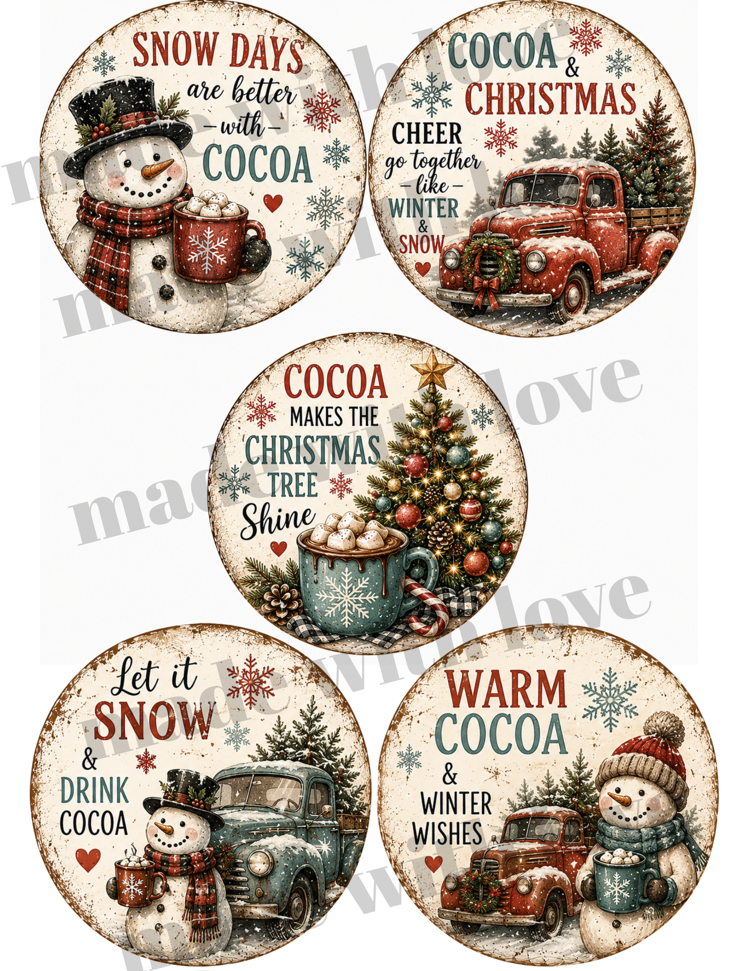 Christmas Ornaments print sheet DOWNLOAD only
