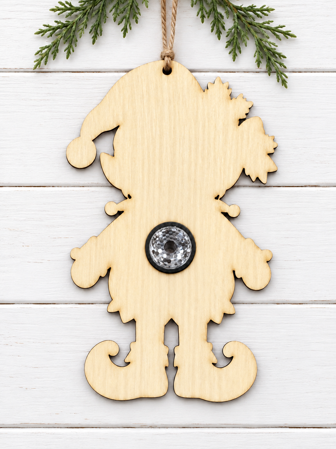 Rustic Wooden Elf Ornament with Lens.png