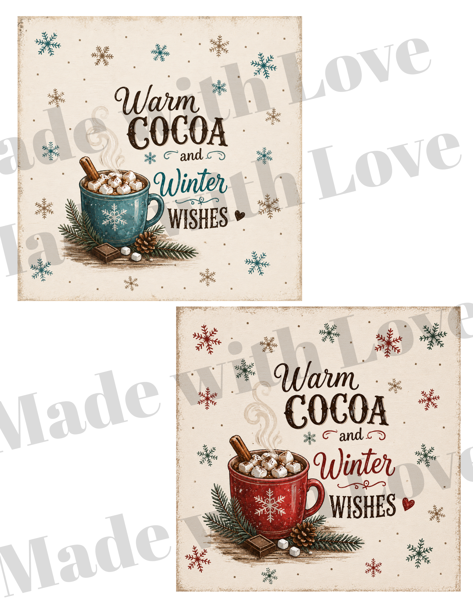 COCOA Set of Two for the cocoa cup DOWNLOAD ONLY