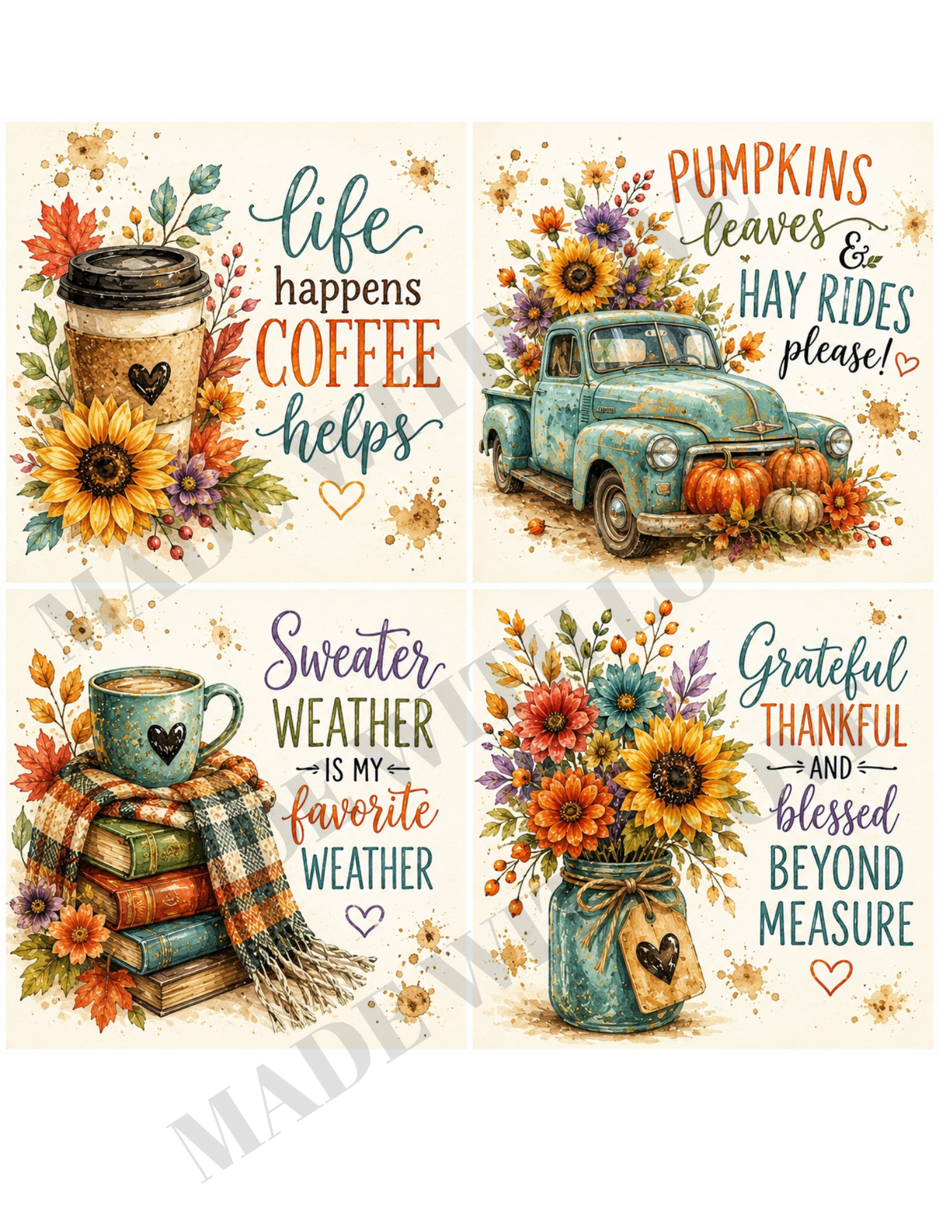 YOU PRINT AT HOME Fall set of 4 DOWNLOAD ONLY